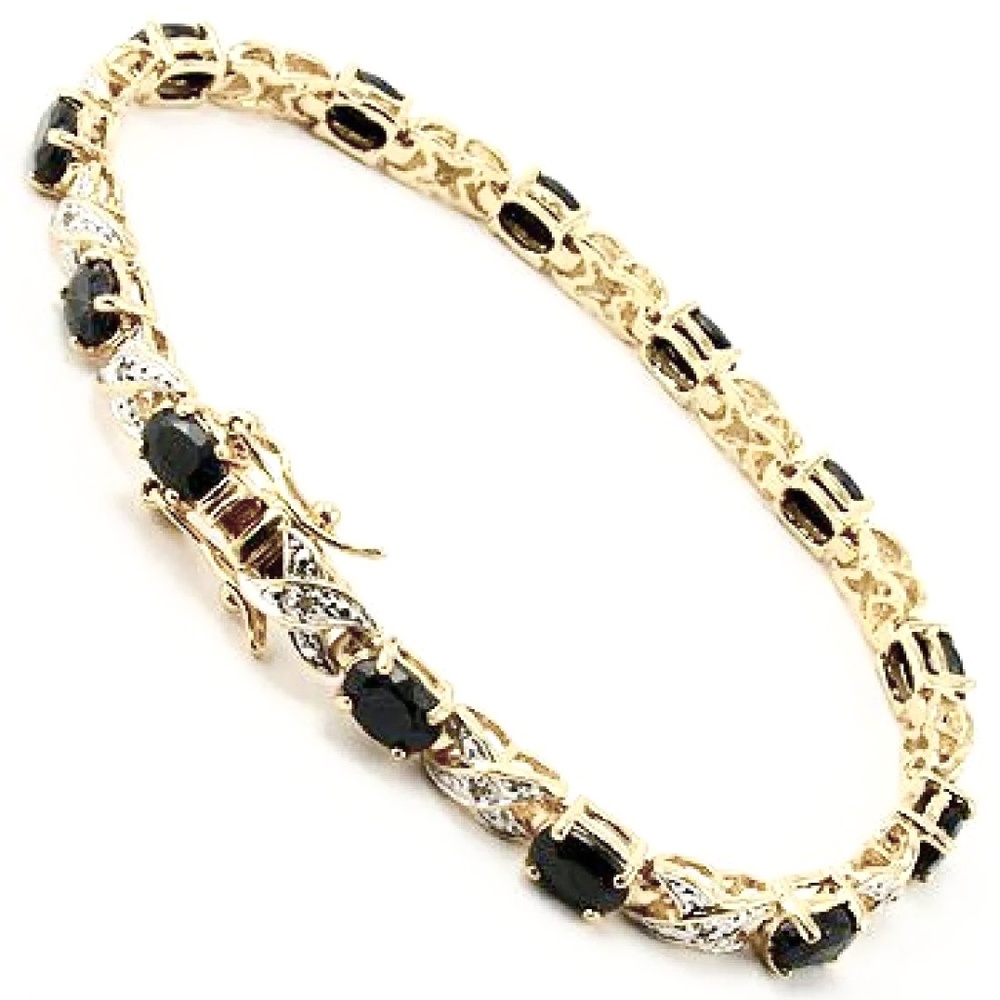 12 Carat Sapphire 18KGP Sterling Silver & Diamond Bracelet